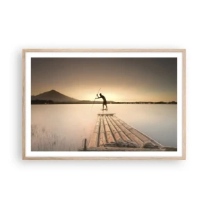 Plakat i ramme af lyst egetræ - Før du hviler - 91x61 cm