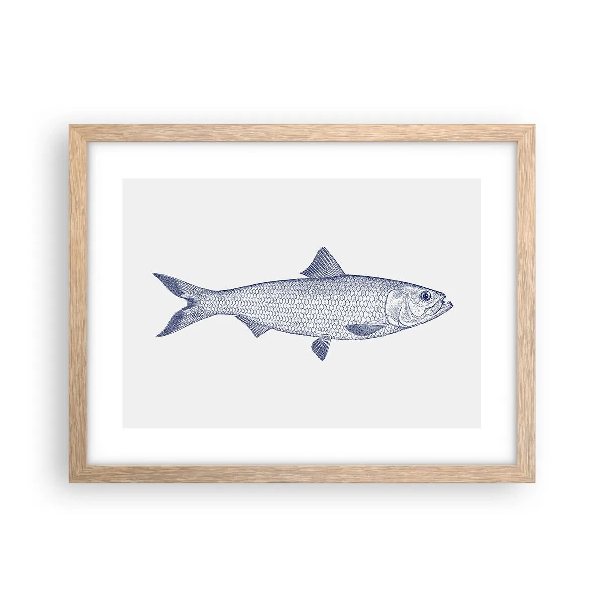 Plakat i ramme af lyst egetræ - Hilsner fra de nordlige have - 40x30 cm