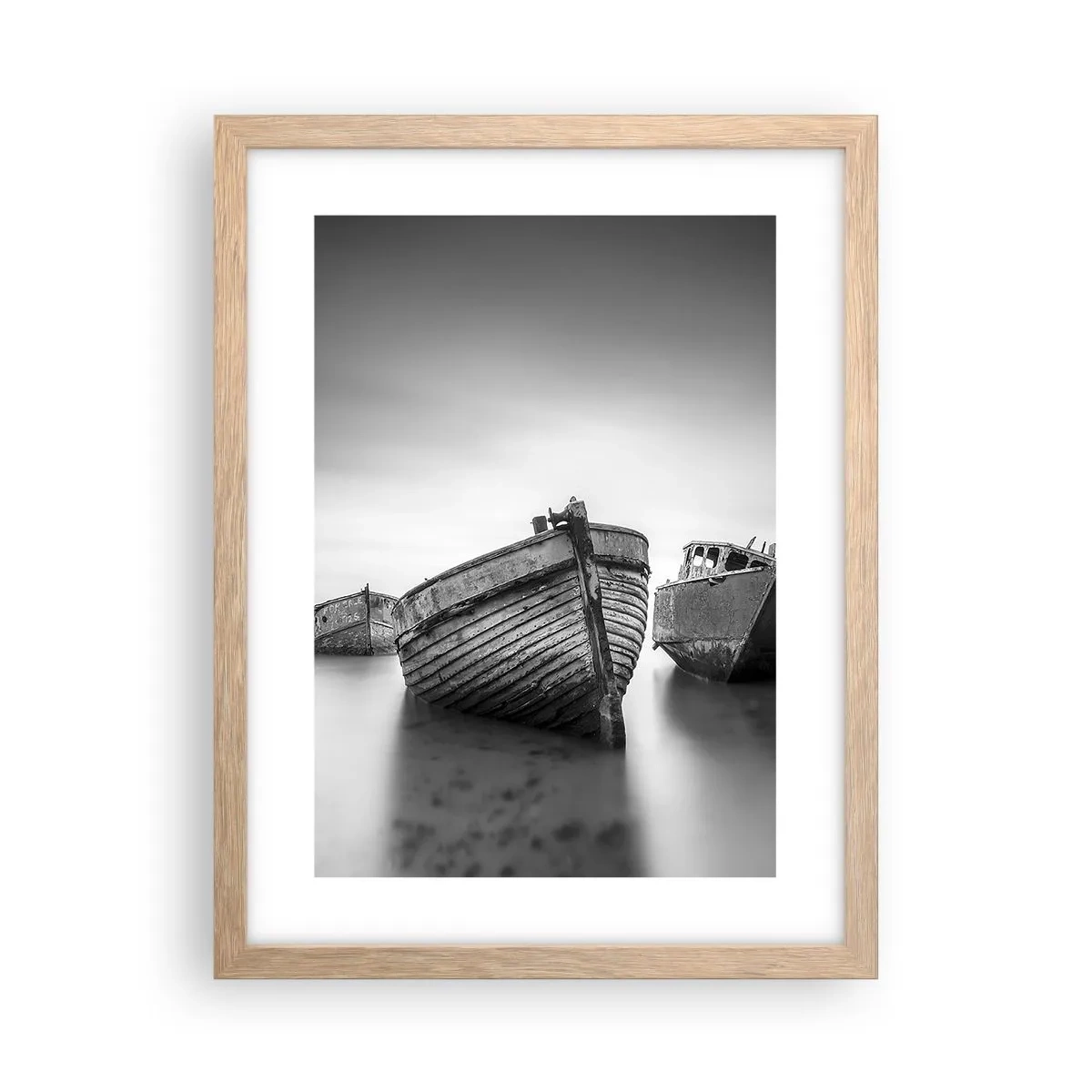 Plakat i ramme af lyst egetræ - Nu er det bare minder... - 30x40 cm