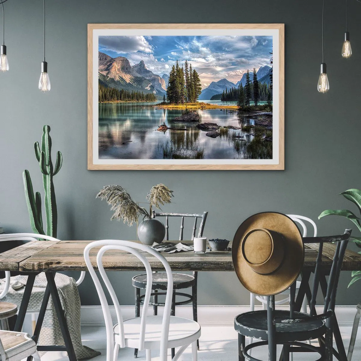 Plakat i ramme af lyst egetræ - Over store og klare vande… - 70x50 cm