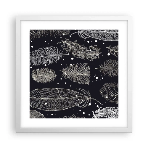 Plakat i hvid ramme - Fjerede blonder - 40x40 cm