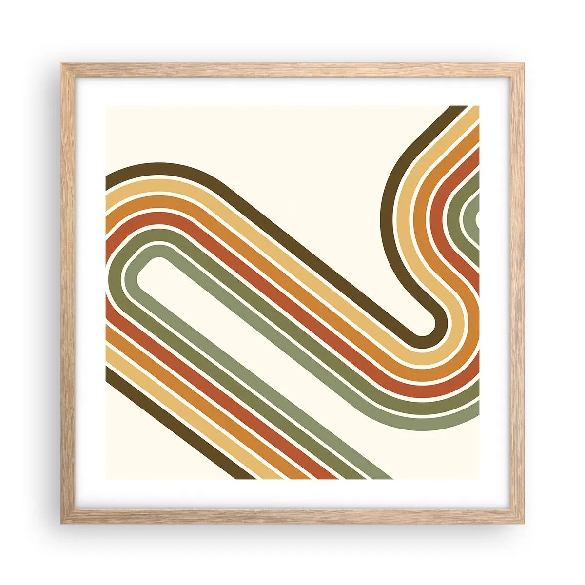 Plakat i ramme af lyst egetræ - Zigzag til destinationen - 50x50 cm