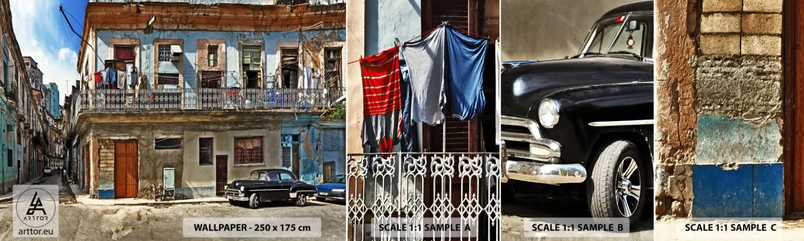 Fototapet Prøve Standard Eco - Havana stemning - By, Havana, Arkitektur - 100x30 cm