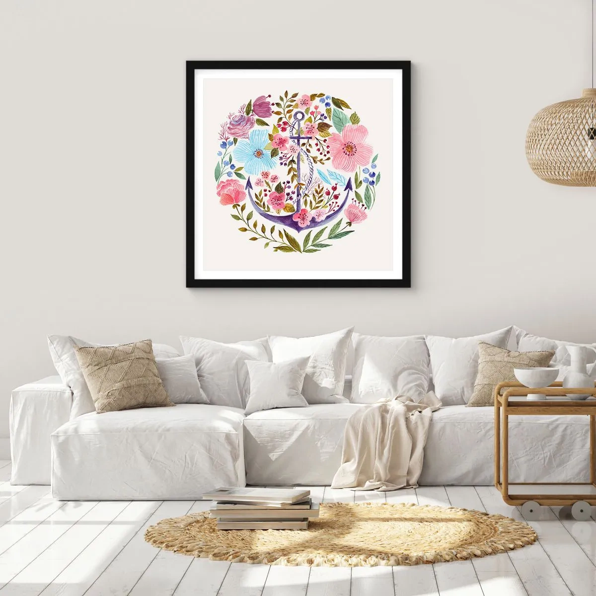 Plakat i sort ramme - En sømands gode nattesøvn - 40x40 cm