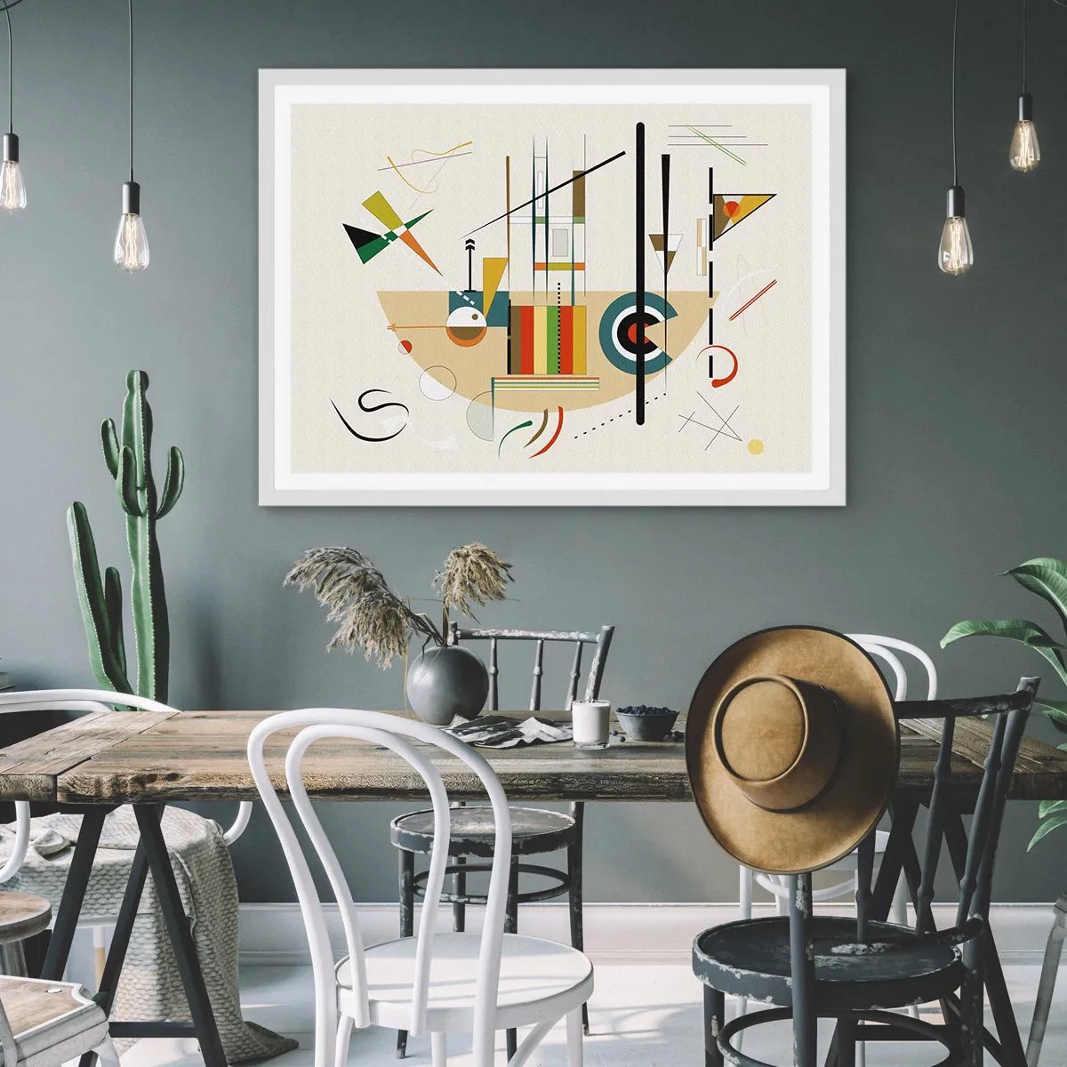 Plakat i hvid ramme - Og verden griner - 100x70 cm