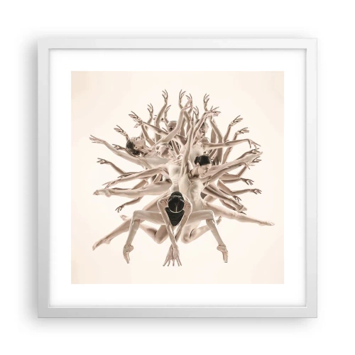 Plakat i hvid ramme - Blomstrende i dans - 40x40 cm