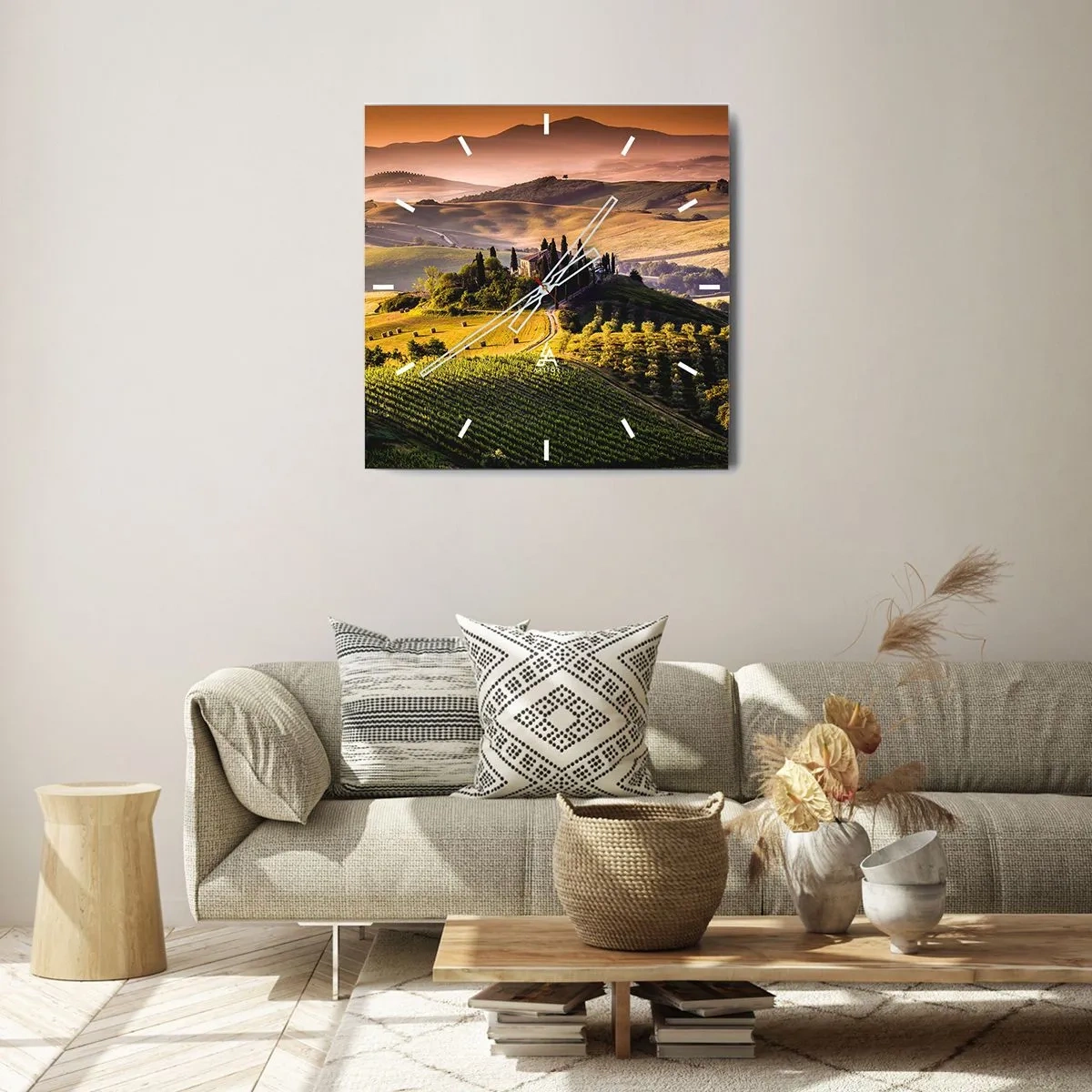 Vægur, Uret - Arcadia - Det toscanske landskab - 30x30 cm