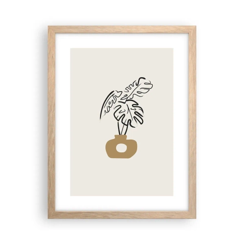 Plakat i ramme af lyst egetræ - Monstera - udsmykning af huset - 30x40 cm
