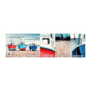 Fototapet Prøve Standard Eco - Klar til at fange - Nautisk, Ved havet, Fiskekuttere - 100x30 cm