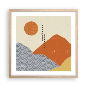 Plakat i ramme af lyst egetræ - I den japanske ånd - 50x50 cm