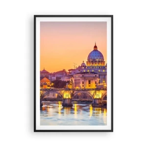 Plakat i sort ramme - Tusmørke over den evige by - 61x91 cm