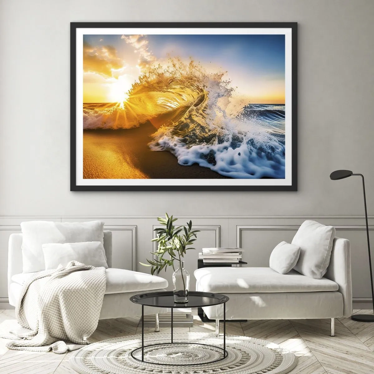 Plakat i sort ramme - Leg på sandet - 70x50 cm