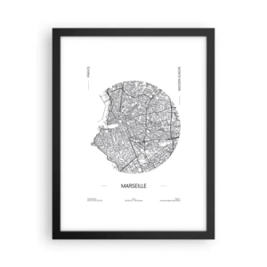 Plakat i sort ramme - Marseilles anatomi - 30x40 cm