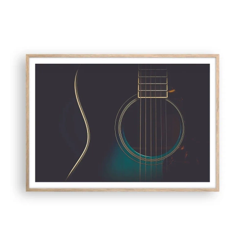 Plakat i ramme af lyst egetræ - Et øjeblik før det lyder - 100x70 cm