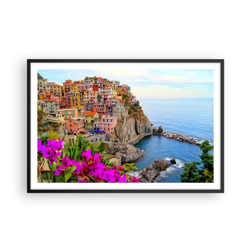 Plakat i sort ramme - En grinende by - 91x61 cm