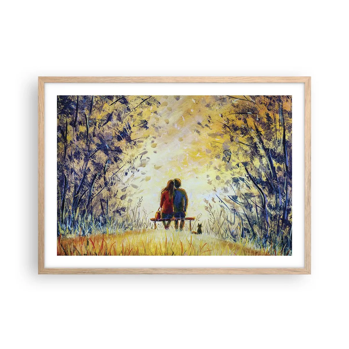 Plakat i ramme af lyst egetræ - Et magisk øjeblik - 70x50 cm