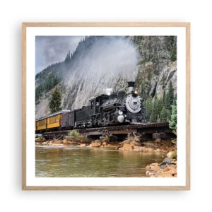 Plakat i ramme af lyst egetræ - Og hvorhen? Hvorhen? - 60x60 cm