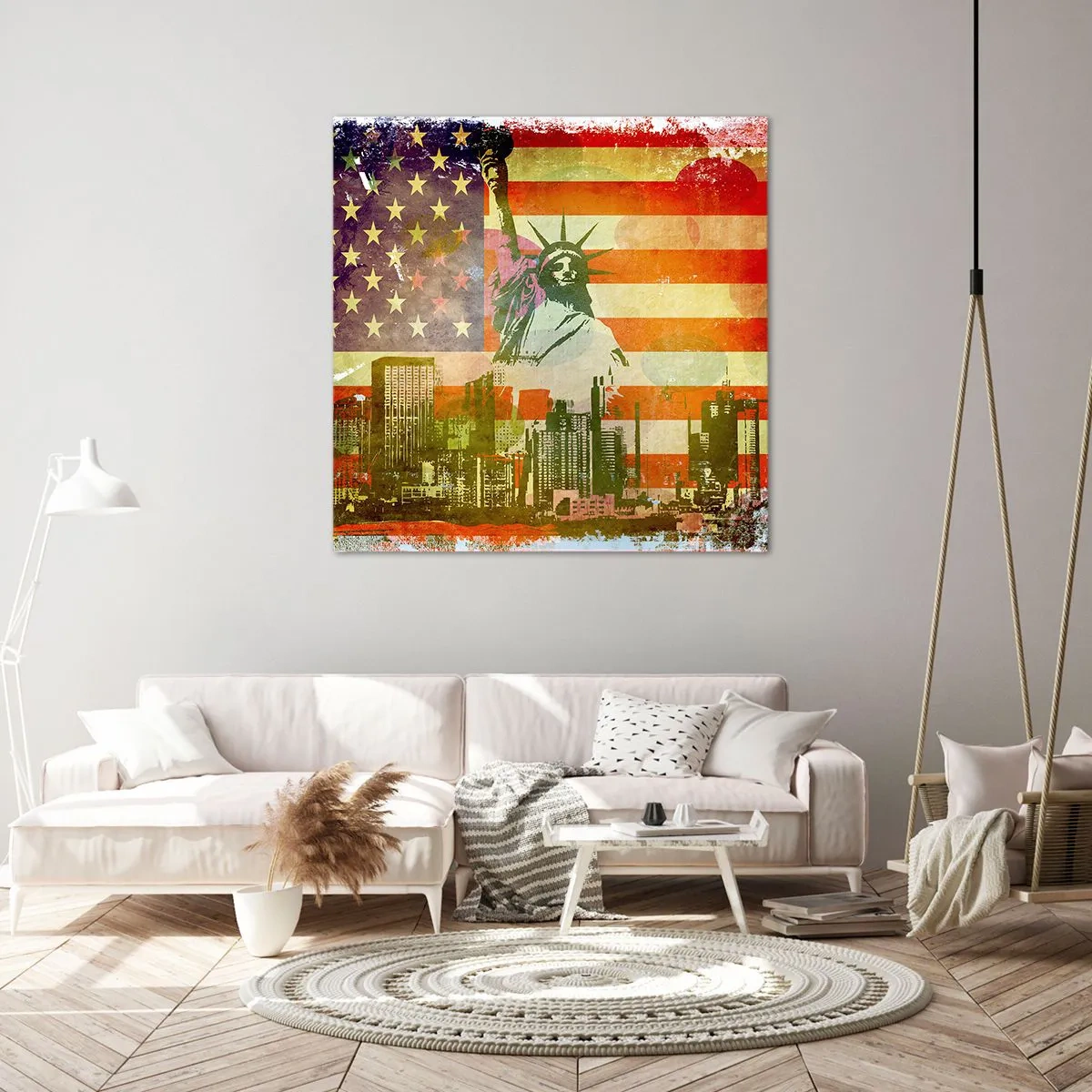 Lærredstryk - Billede på lærred - Viva America! - 40x40 cm