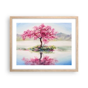 Plakat i ramme af lyst egetræ - Forårsfestival - 50x40 cm