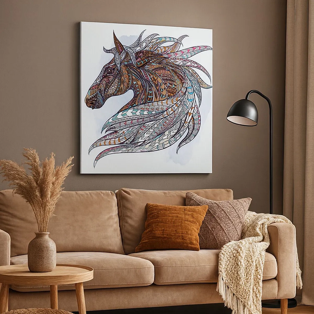 Lærredstryk - Billede på lærred - Den keltiske krigers hest - 30x30 cm