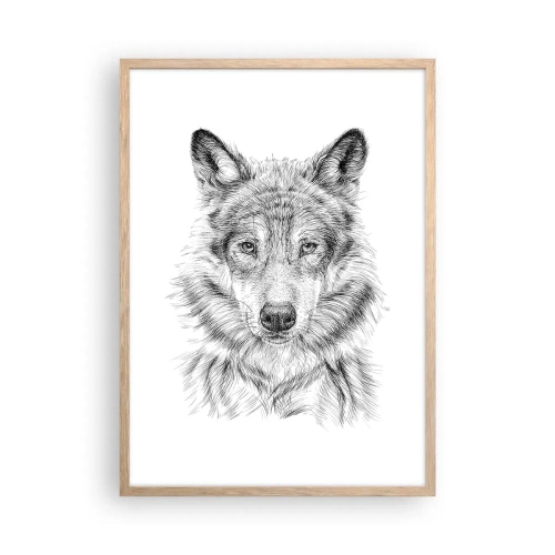 Plakat i ramme af lyst egetræ - En født leder - 50x70 cm