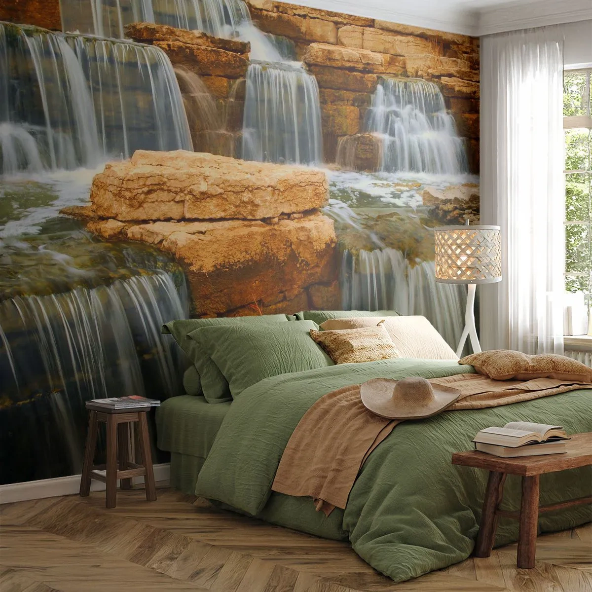 Fototapet Premium Sand - Trappe til himlen - Vandfald, Natur, Landskab - 400x280 cm