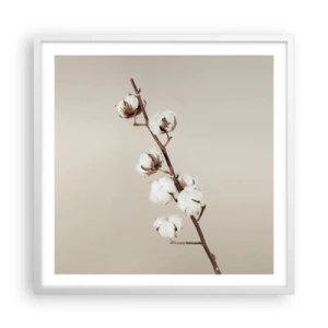 Plakat i hvid ramme - Ved kilden til blødhed - 60x60 cm