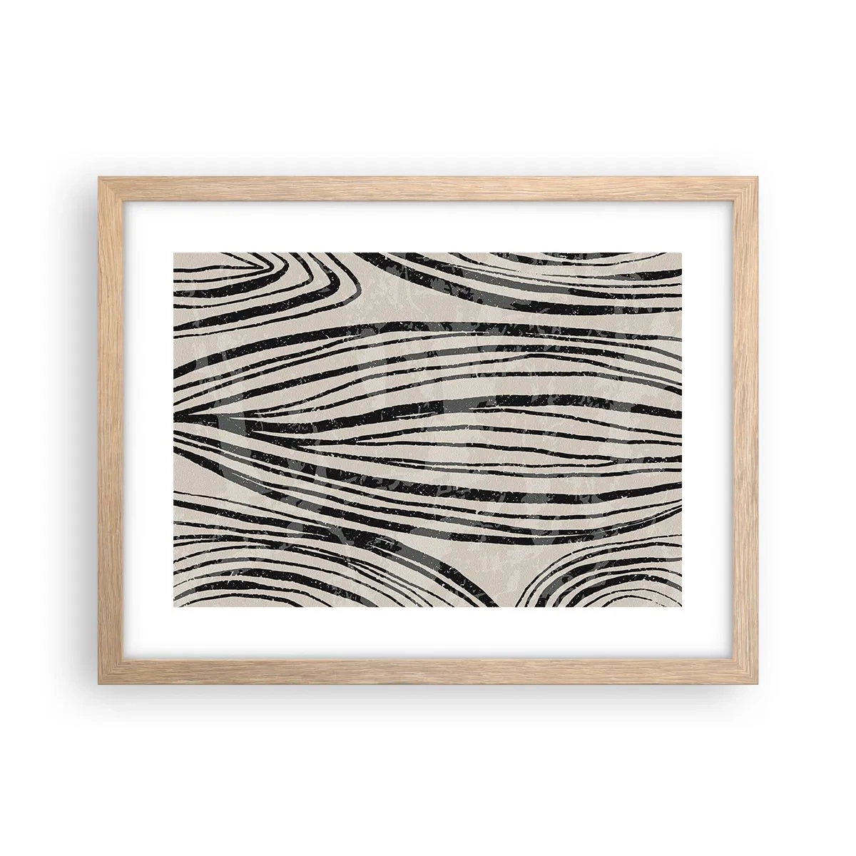 Plakat i ramme af lyst egetræ - Et spild af linjer - 40x30 cm