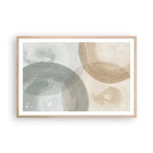 Plakat i ramme af lyst egetræ - Gennemtrængning af verdener - 91x61 cm