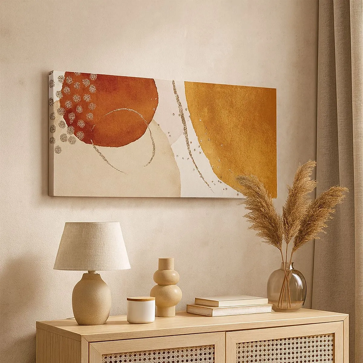 Lærredstryk - Billede på lærred - Rundhed og bevægelse - 100x40 cm