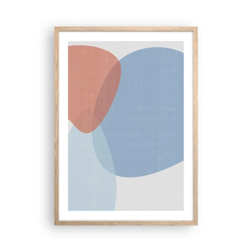 Plakat i ramme af lyst egetræ - Pastelfarvede relationer - 50x70 cm