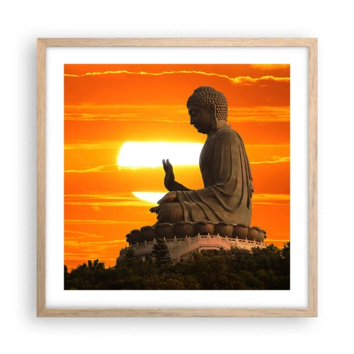 Plakat i ramme af lyst egetræ - Uden frygt for verden - 50x50 cm