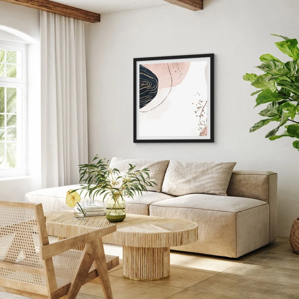 Plakat i sort ramme - Alt flyder - 40x40 cm