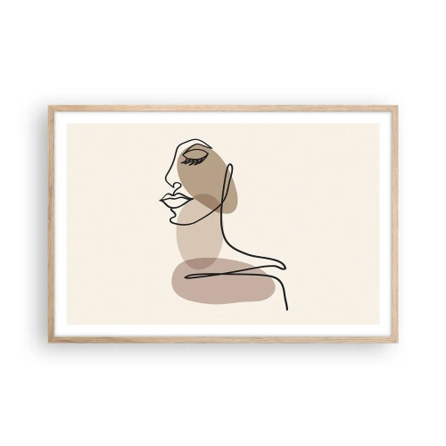 Plakat i ramme af lyst egetræ - En vis linje af skønhed - 91x61 cm