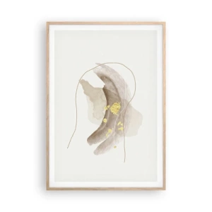 Plakat i ramme af lyst egetræ - Mødt i rummet - 70x100 cm