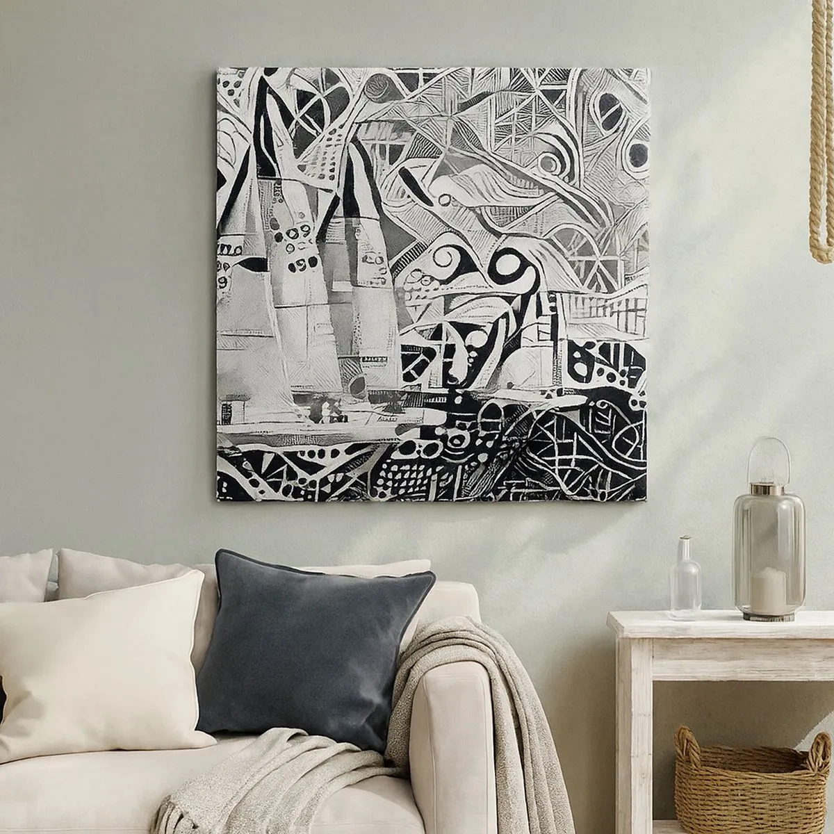 Lærredstryk - Billede på lærred - Mellem bølgerne - 30x30 cm