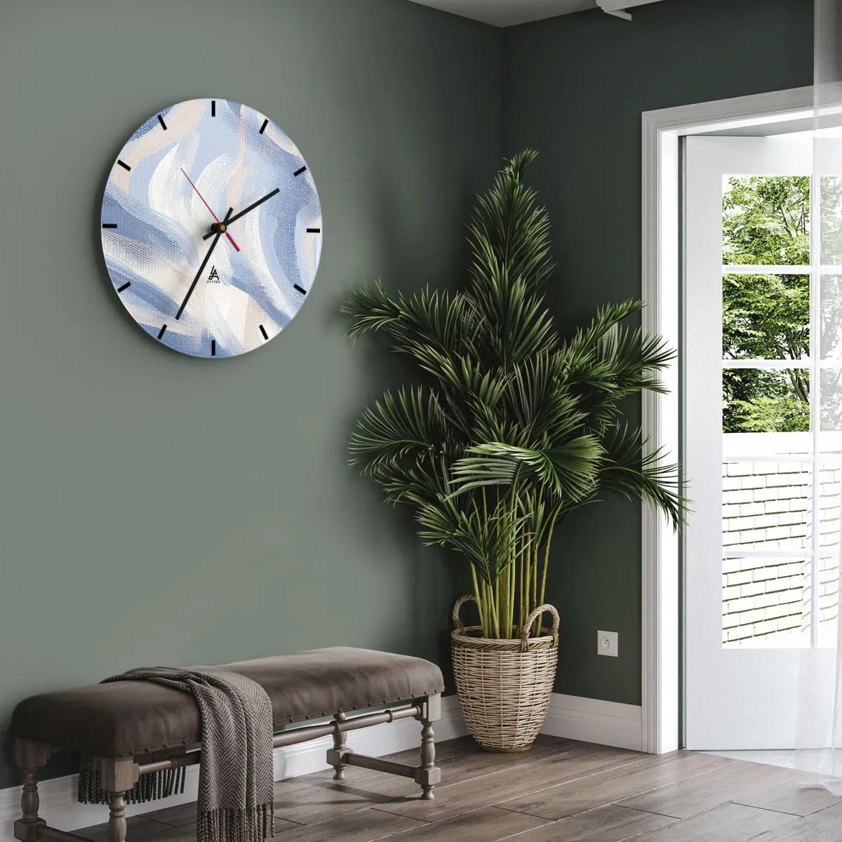 Vægur, Uret - Blå krusninger - 30x30 cm