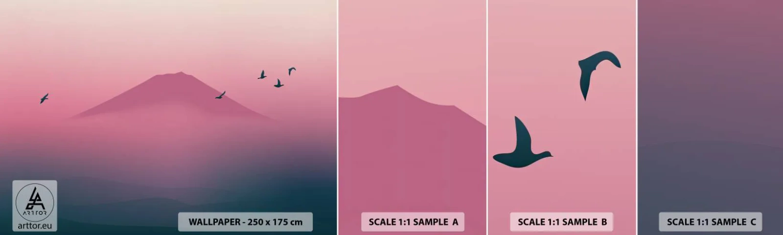 Prøve Fototapet Selvklæbende Deluxe Sticker - Vandrer over skyerne - Abstraktion, Landskab, Toppen af bjerget - 100x30 cm