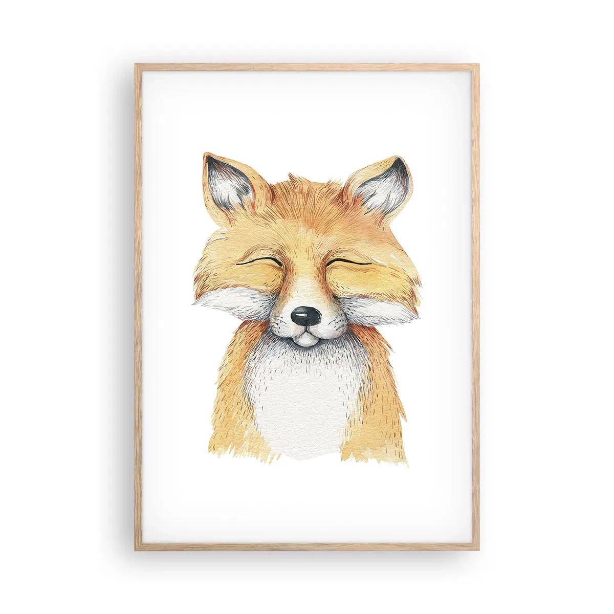 Plakat i ramme af lyst egetræ - Rævehumor - 70x100 cm