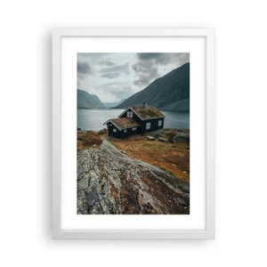 Plakat i hvid ramme - Fjord sommerresort - 30x40 cm