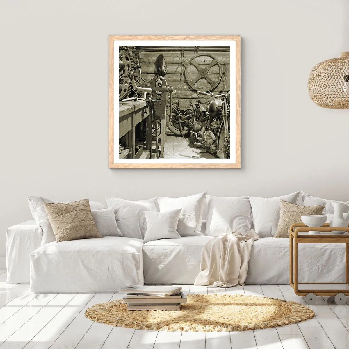 Plakat i ramme af lyst egetræ - I onkel Wladeks skur - 30x30 cm