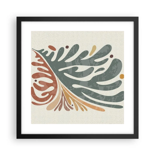 Plakat i sort ramme - Flerfarvet blad - 40x40 cm