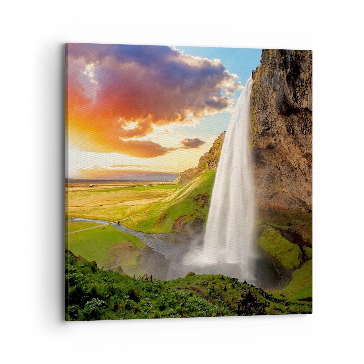 Lærredstryk - Billede på lærred - Den islandske sommers fylde - 70x70 cm