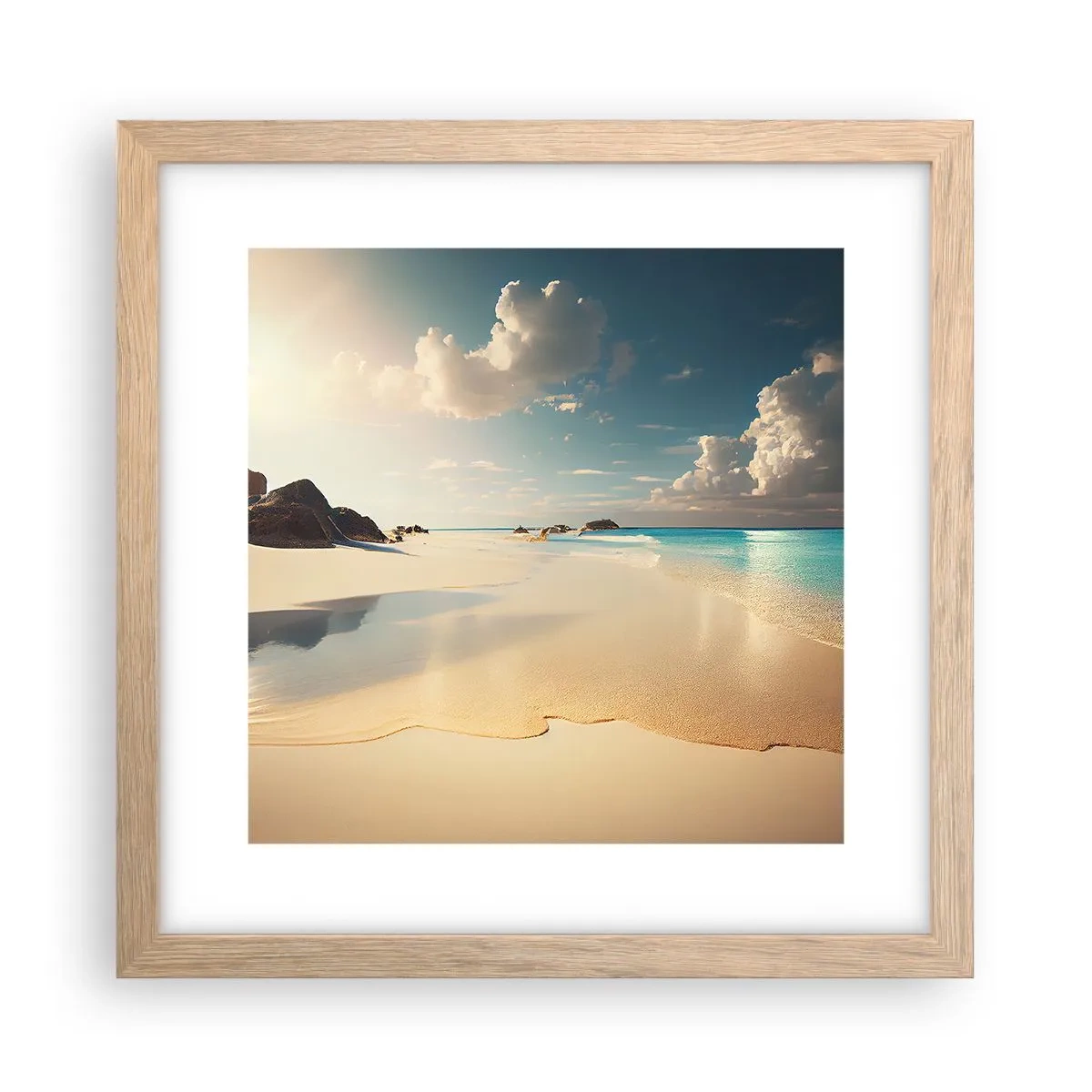 Plakat i ramme af lyst egetræ - En drømmeagtig dag - 30x30 cm