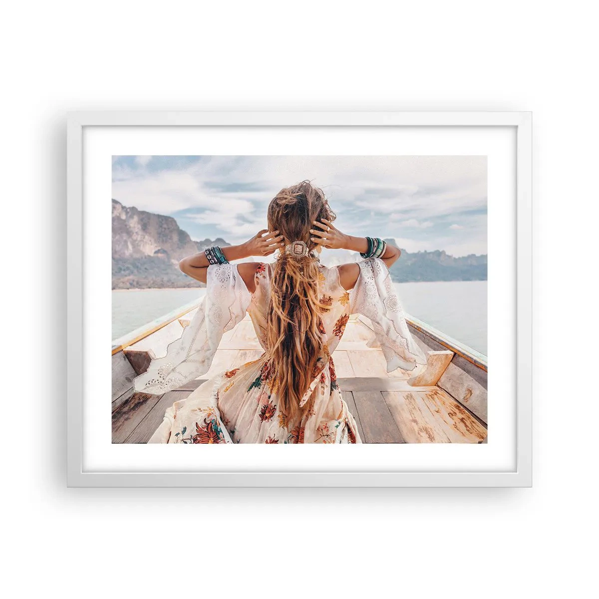 Plakat i hvid ramme - På vej mod lykken - 50x40 cm