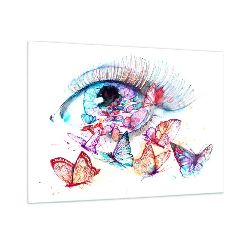 Billede på glas - Eventyrlige øjne - 100x70 cm
