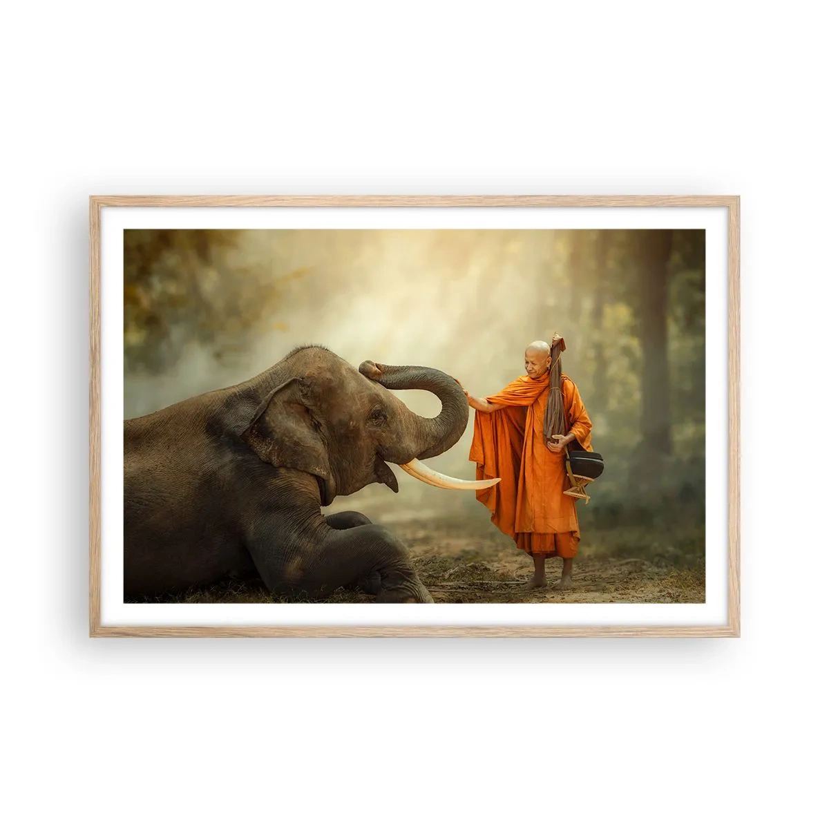 Plakat i ramme af lyst egetræ - Møde på ferien - 91x61 cm