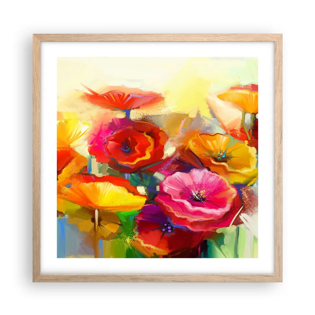 Plakat i ramme af lyst egetræ - Ikke kun rødt - 50x50 cm