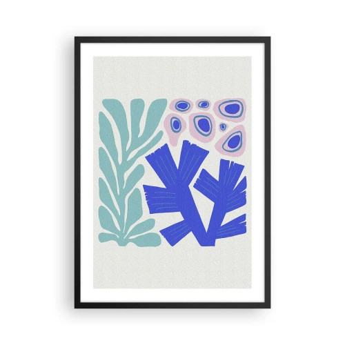 Plakat i sort ramme - Stiliseret grafik af undervandsplanter og koraller - 50x70cm - Undervands have - Moderne vægdekoration til stue og soveværelse ARTTOR