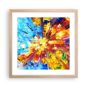 Plakat i ramme af lyst egetræ - In medias res - 40x40 cm